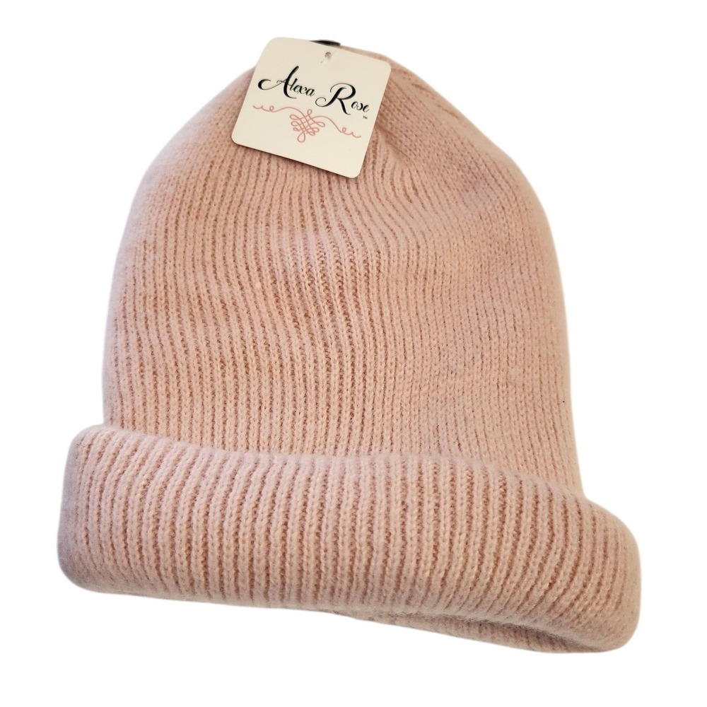 Alexa‎ Rose Womens Ribbed Knit Cuffed Beanie Hat Blush Pink One Size